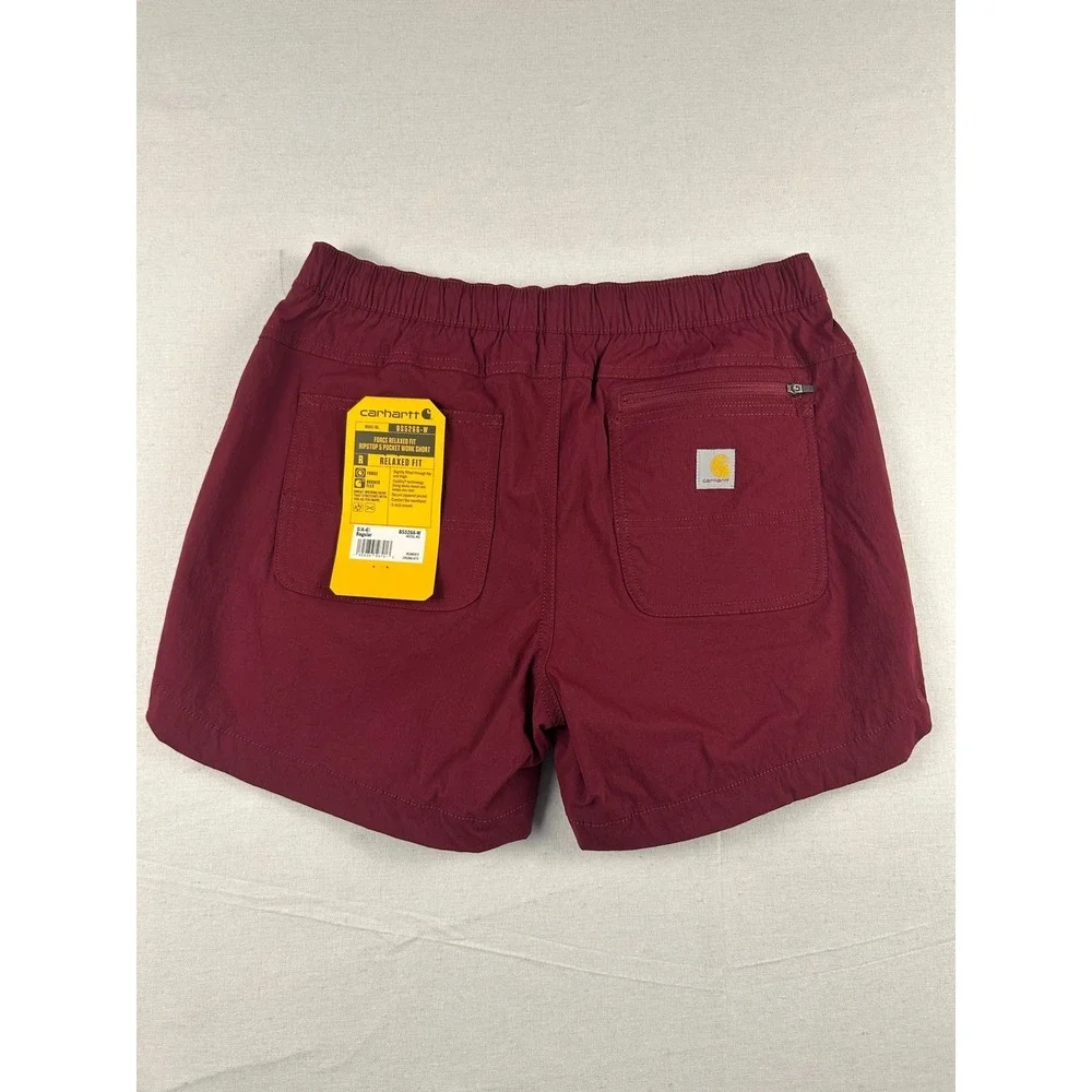 Carhartt Force Relaxed Fit Ripstop 5Pocket Work Short BS5266-W Wine Red Womens S